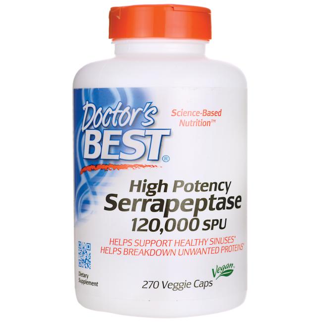Doctor’s Best Serrapeptáza High Potency 120 000 SPU x 270 kapslí